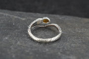 Amber Sterling Silver Serpent Ring