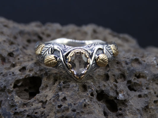 Perthshire Smoky Quartz and  Scottish Gold Ivy Design Ring