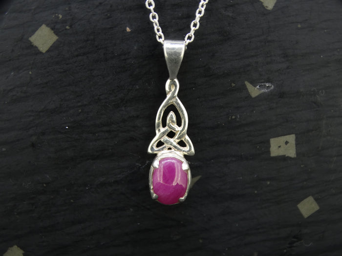Natural Pink 1ct Ruby Sterling Silver Pendant