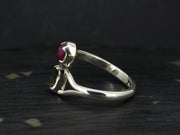 Ruby and Moldavite Sterling Silver Ring