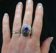'Ostara' Scottish Amethyst & Diamonds in a Scottish Gold & Sterling Silver Ring