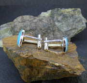 Kingman Turquoise Sterling Silver Cufflinks