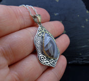 'Fehu' Ardownie Agate, on a Scottish Gold & Silver Pendant