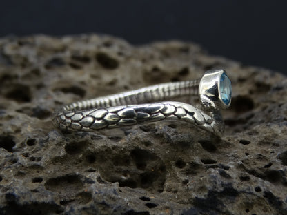 Blue Topaz Sterling Silver Serpent Ring