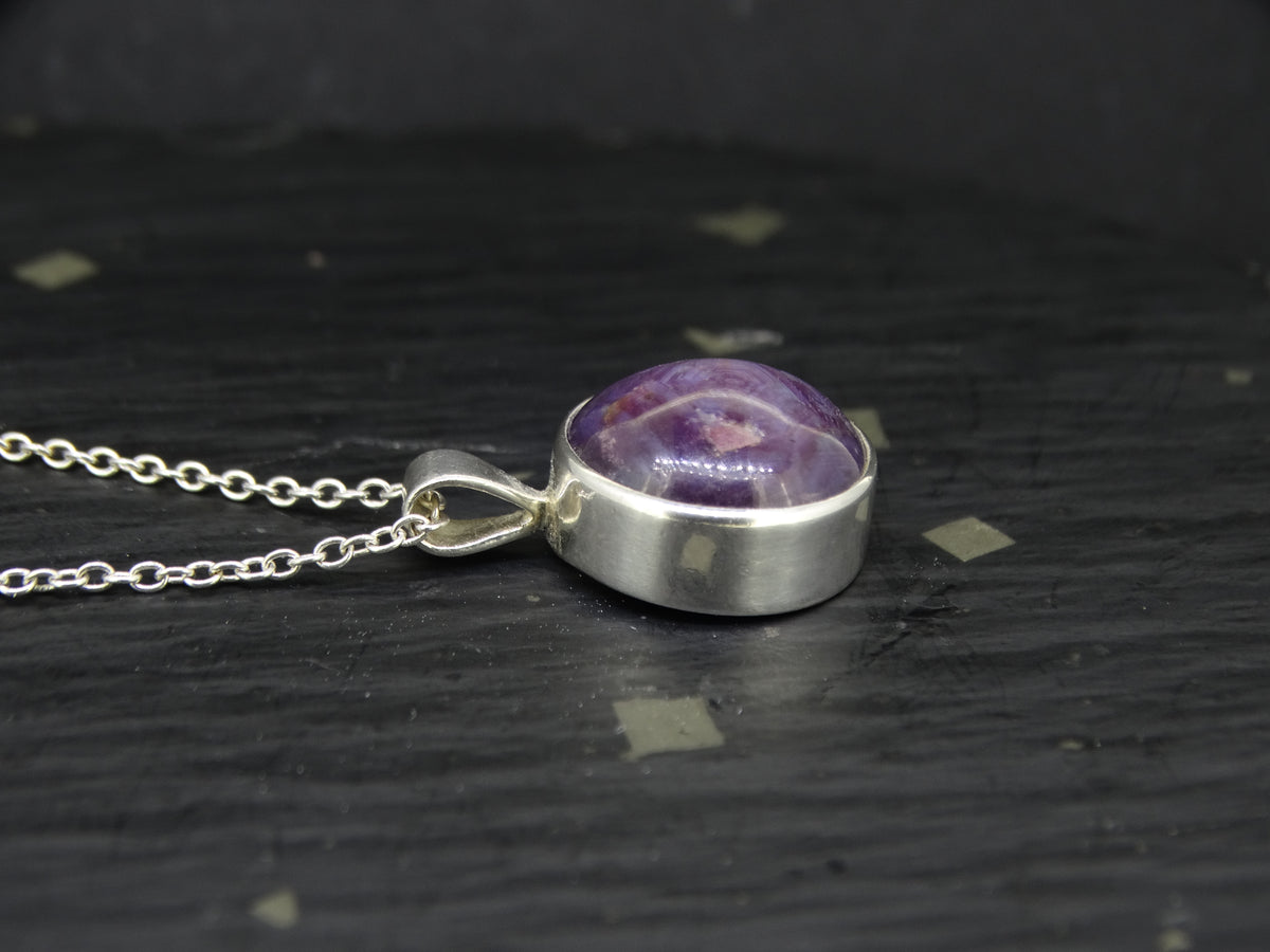 Natural Purple Star Ruby Sterling Silver Pendant