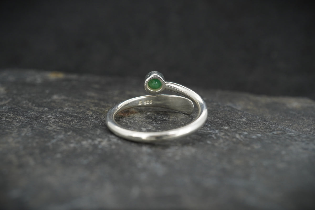 Circle Emerald Sterling Silver Wrap Ring