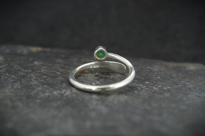 Circle Emerald Sterling Silver Wrap Ring