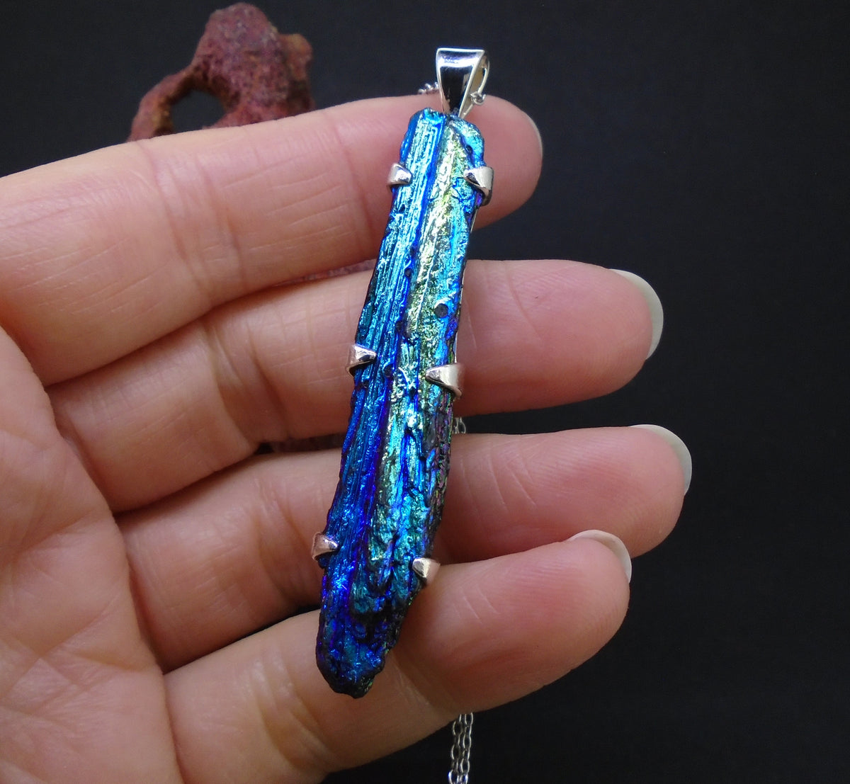 Aura Kyanite Sterling Silver Pendant
