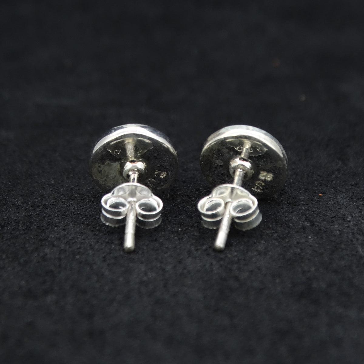 White Skye Marble Sterling Silver Stud Earrings (8mm)