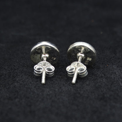 White Skye Marble Sterling Silver Stud Earrings (8mm)