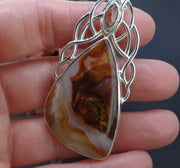 Arizona Fire Agate & Garnet Sterling Silver Celtic Pendant