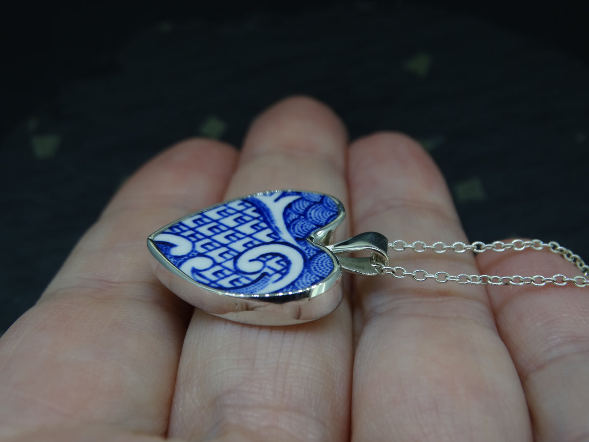 Old Willow 'Wave' Sterling Silver Heart Pendant