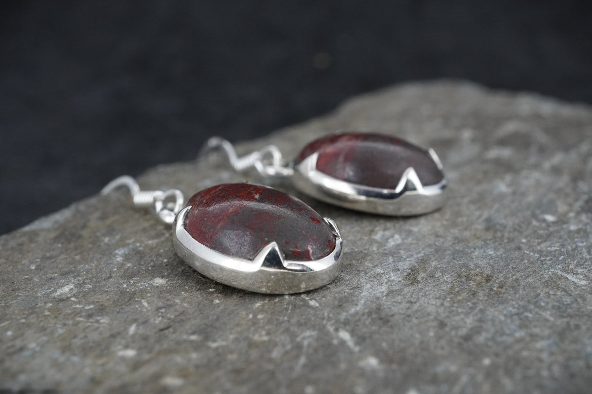 Arthur's Seat Jasper Sterling Silver Oval Drop Earrings