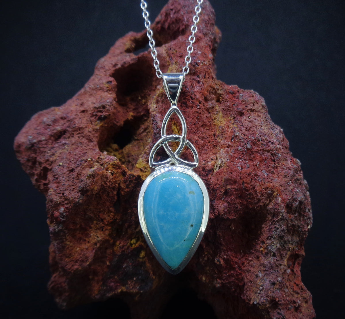 Amazonite Sterling Silver Celtic Pendant