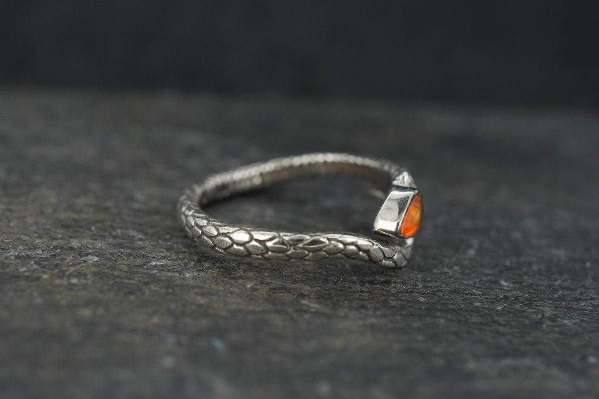 Carnelian Sterling Silver Serpent Ring