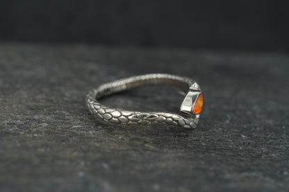 Indian Carnelian Sterling Silver Serpent Ring