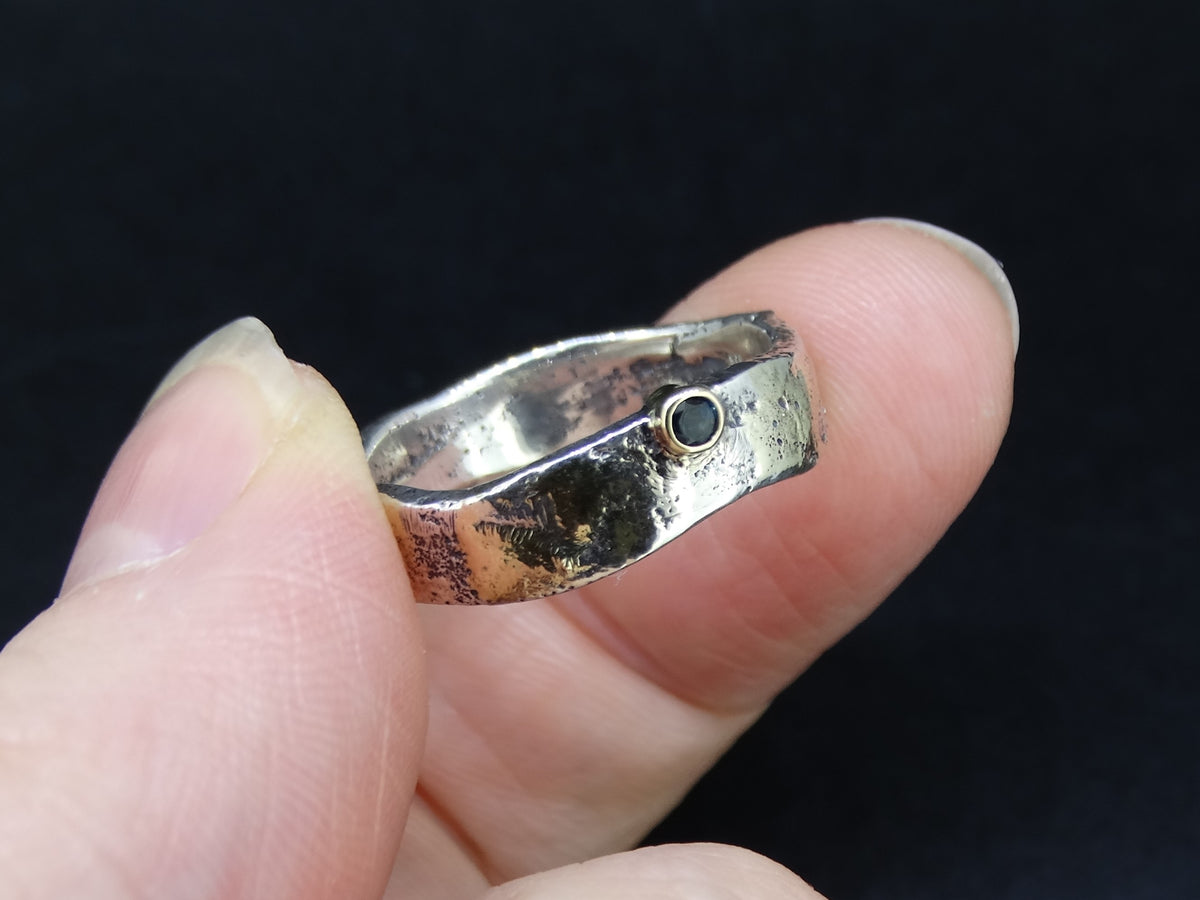Dark Blue Scottish Sapphire with Scottish Gold Highlights