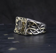 'Mabon' Perthshire Smoky Quartz in a Scottish Gold & Sterling Sil