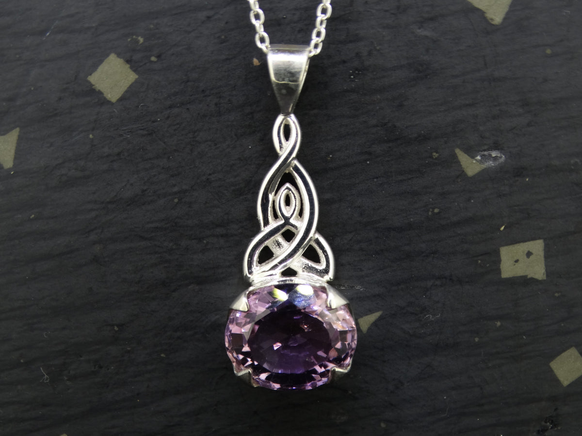 Amethyst Sterling Silver Celtic Pendant