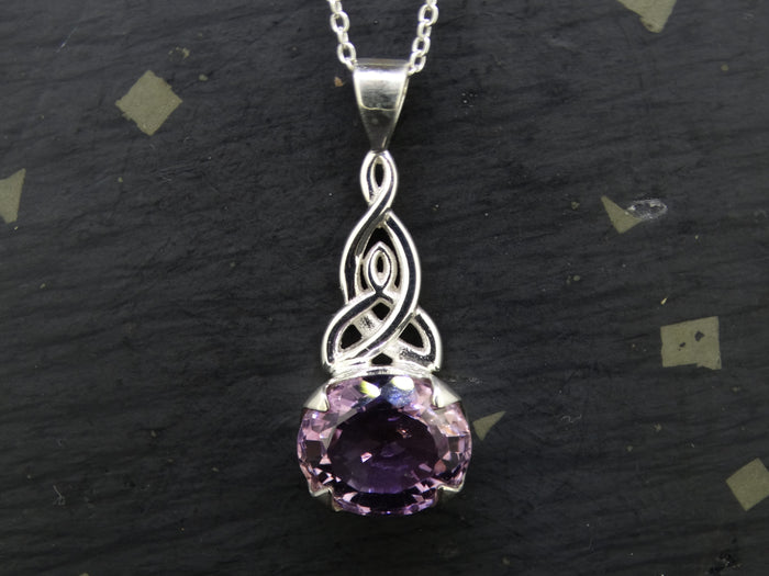 Amethyst Sterling Silver Celtic Pendant