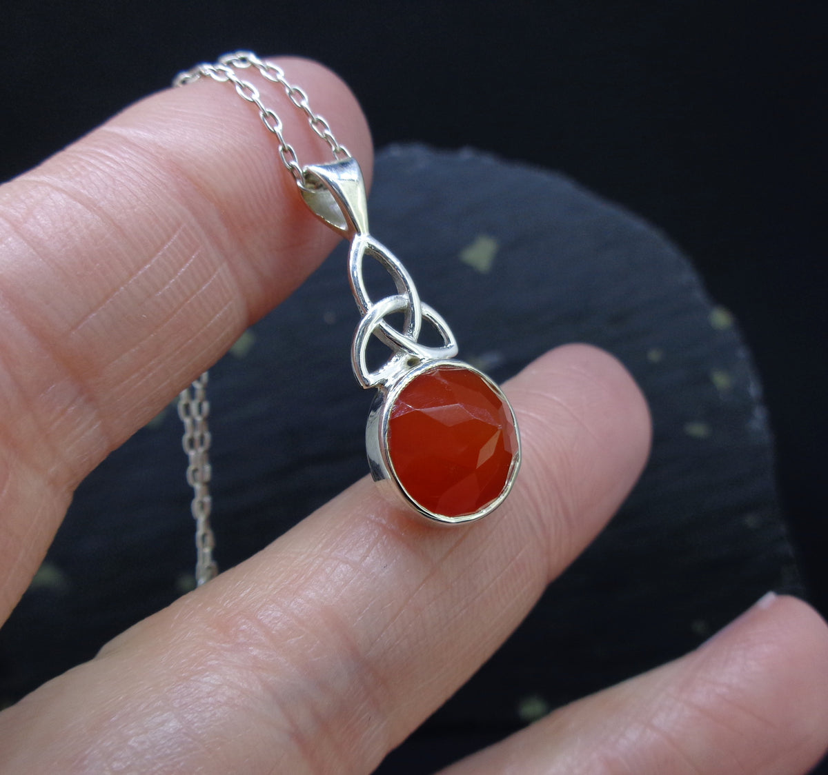 Carnelian Sterling Silver Celtic Pendant