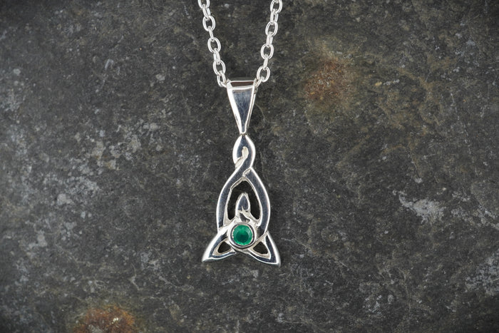 Petite Emerald Sterling Silver Celtic Pendant