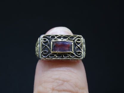 Scottish Ardownie Amethyst with Scottish Gold and Sterling Silver Ring