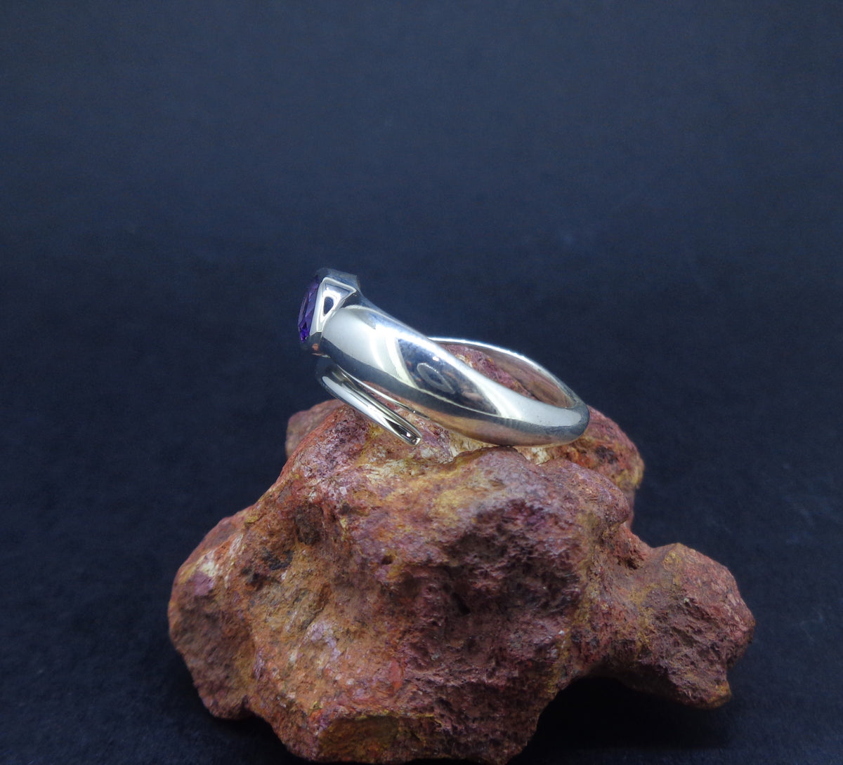 Amethyst Sterling Silver Snake Ring