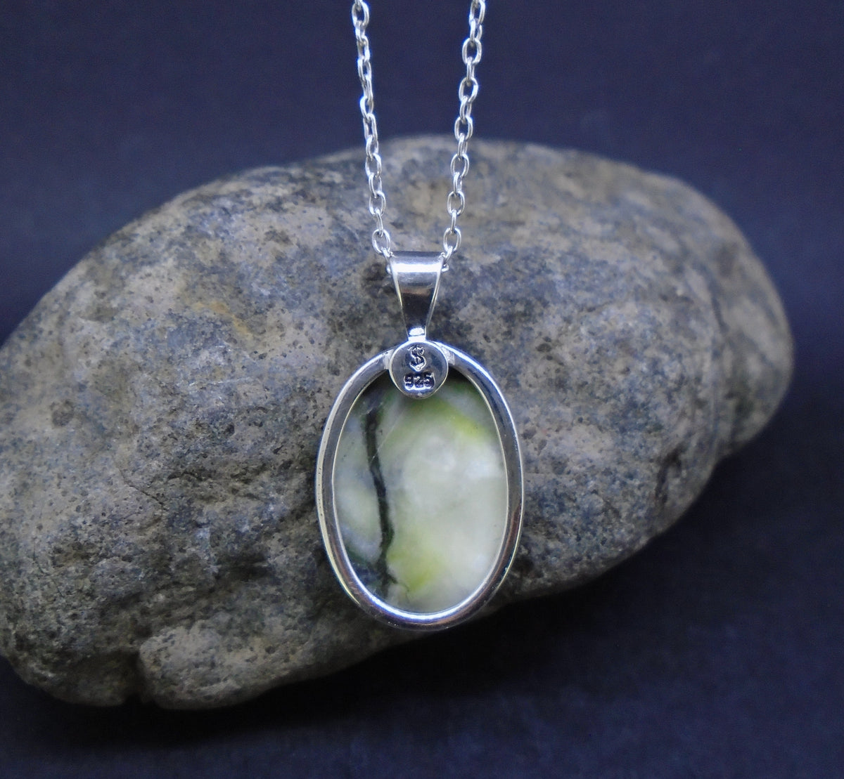 Skye Marble Sterling Silver Oval Pendant