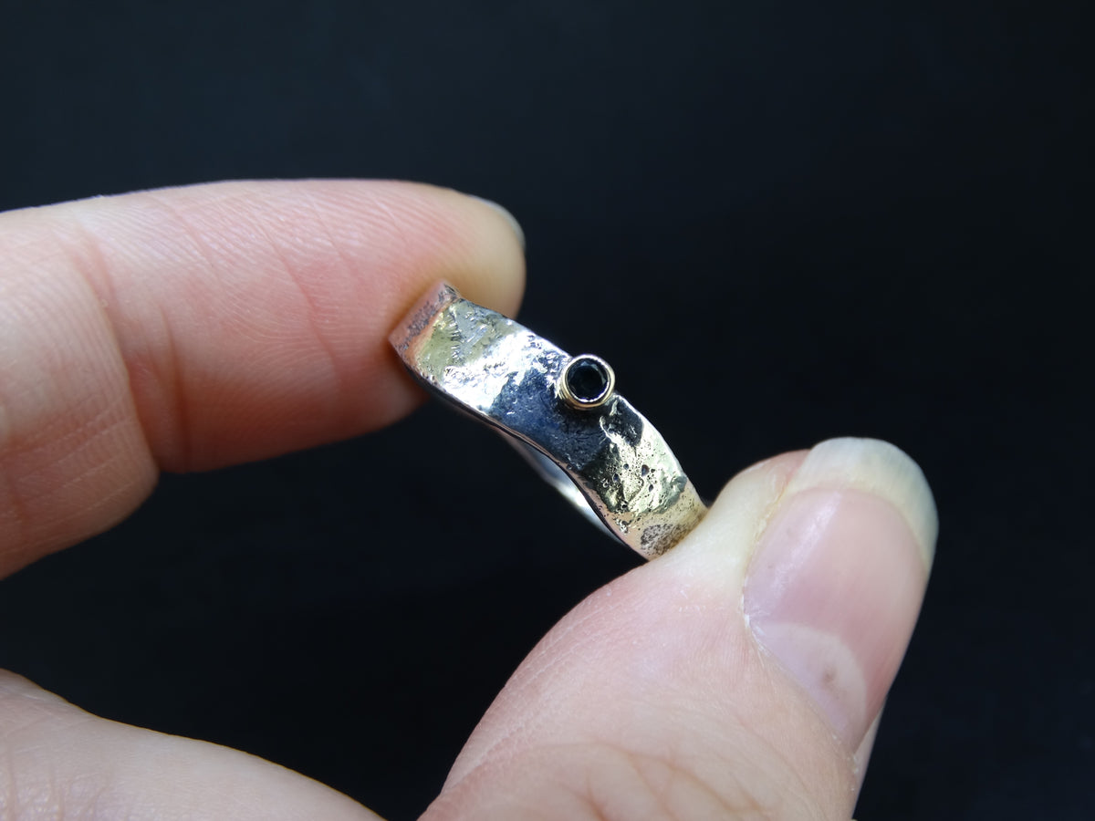 Dark Blue Scottish Sapphire with Scottish Gold Highlights
