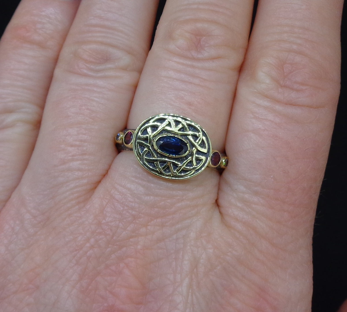 'Sæla' Scottish Sapphire, Garnet & Diamond Scottish Gold Sterling Silver Ring