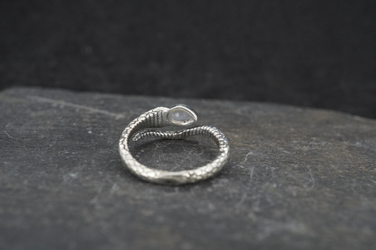 Moonstone Sterling Silver Serpent Ring