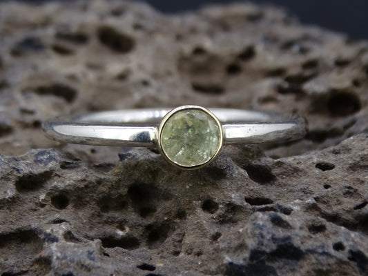 Delicate Scottish Beryl with Scottish Gold and Sterling Silver Ring