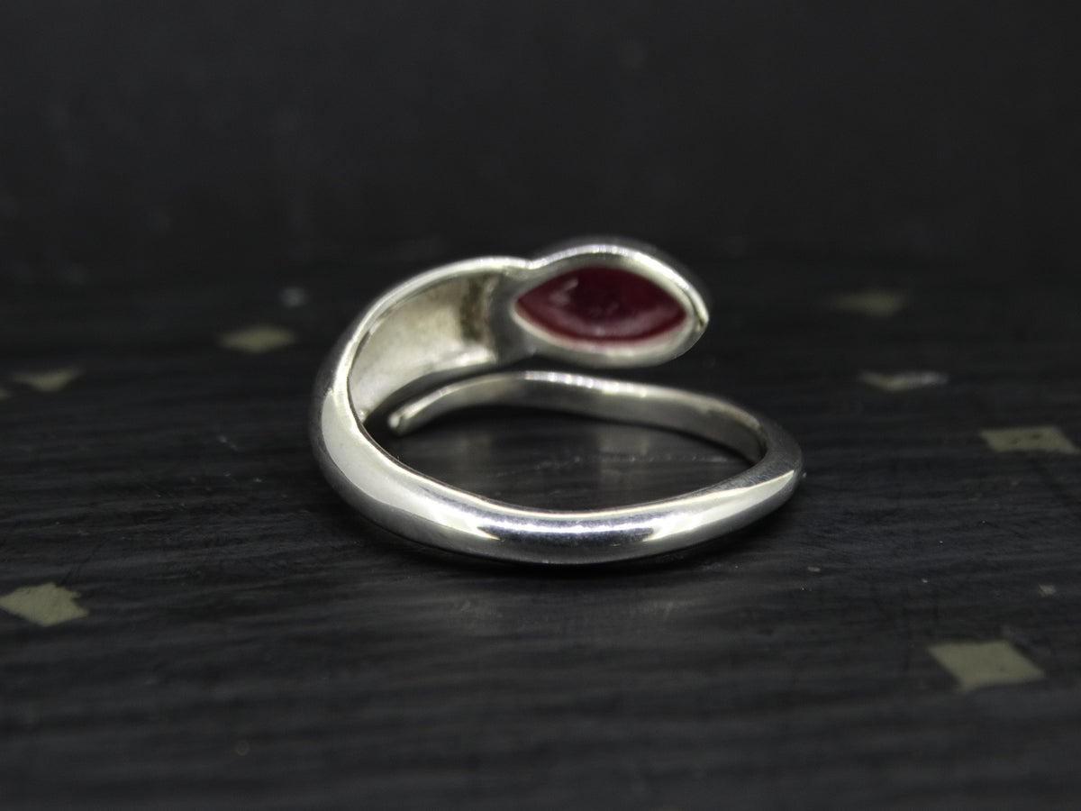 Pink 1.5ct Ruby Sterling Silver Snake Ring