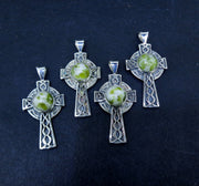Iona Marble Celtic Cross Sterling Silver Pendant