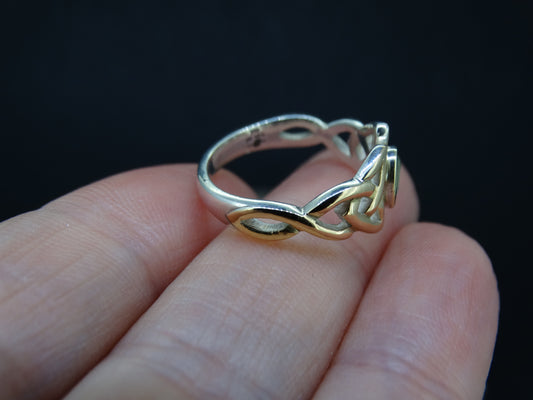 Scottish Beryl with Scottish Gold and Sterling Silver Celtic Ring