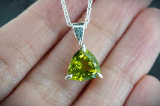 Peridot Trillion Sterling Silver Pendant