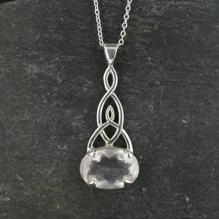 Rose Quartz Sterling Silver Celtic Knot Pendant