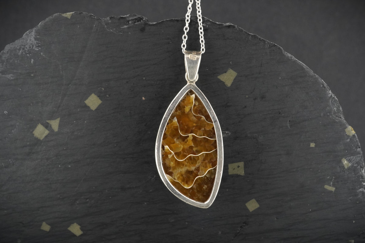 Ammonite Cabochon Sterling Silver Pendant