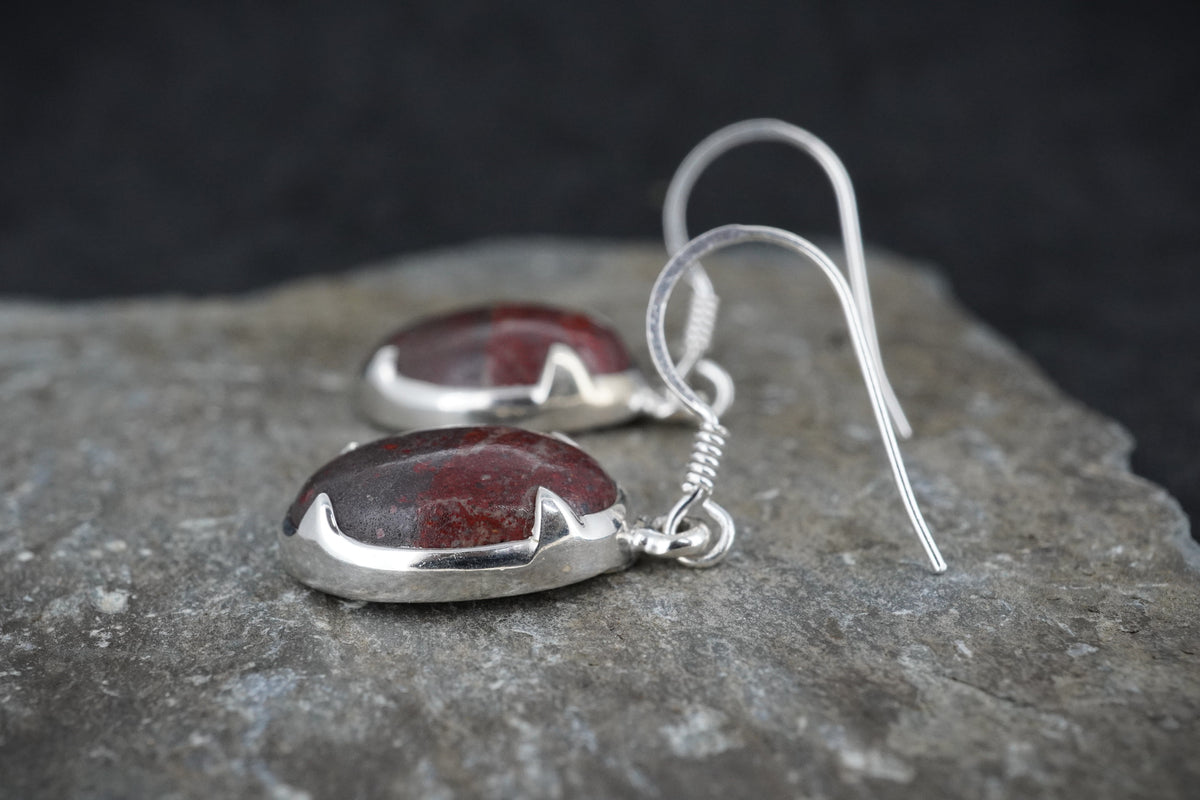 Arthur's Seat Jasper Sterling Silver Oval Drop Earrings