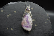 Cornish Amethyst with Sapphire & Diamond Pendant - 18ct Gold & Sterling Silver