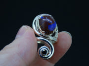 Koroit Opal and Sapphire Sterling Silver Ring