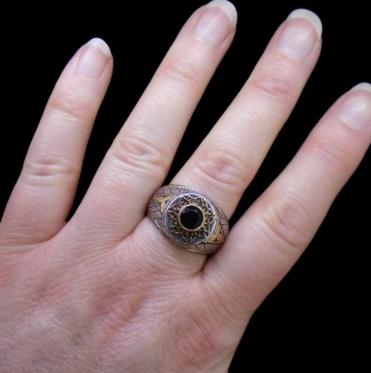 'Rìoghail' Cairngorm Quartz Celtic Ring, Sterling Silver & 18ct Gold