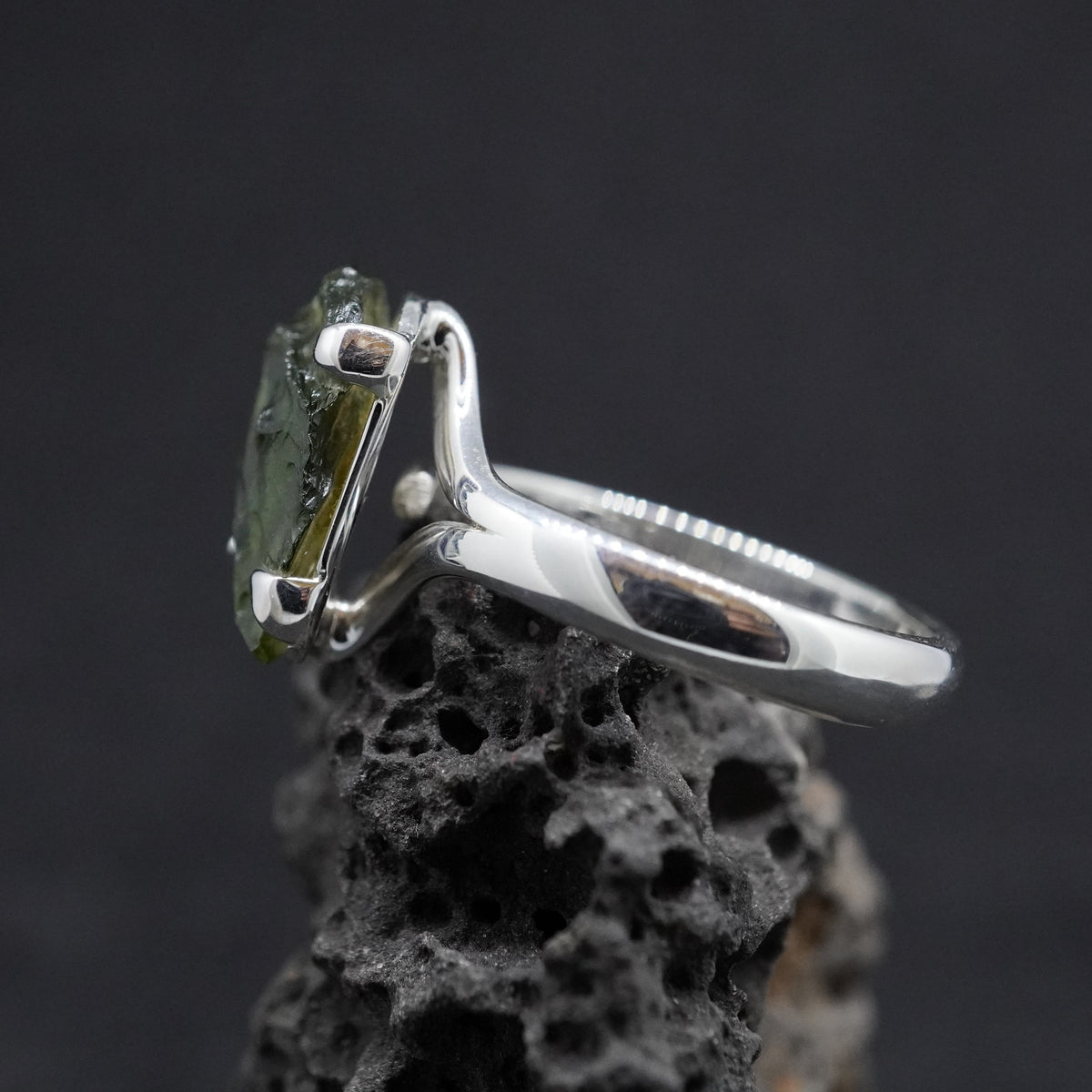 Moldavite Sterling Silver Ring