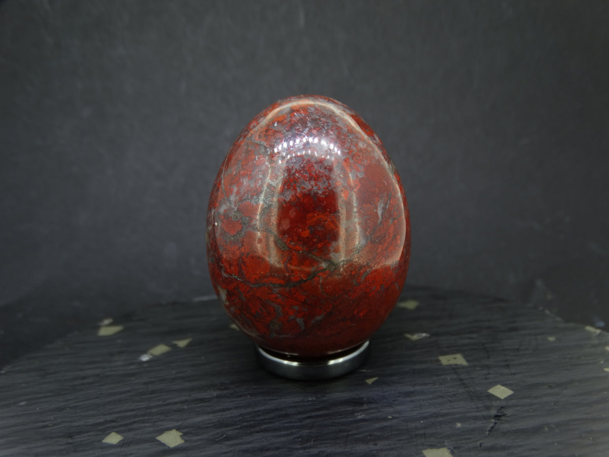 Scottish Red Jasper Ornamental Egg with Hematite