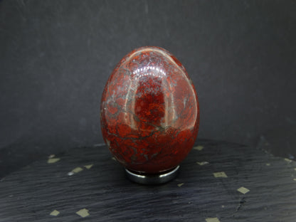 Scottish Red Jasper Ornamental Egg with Hematite