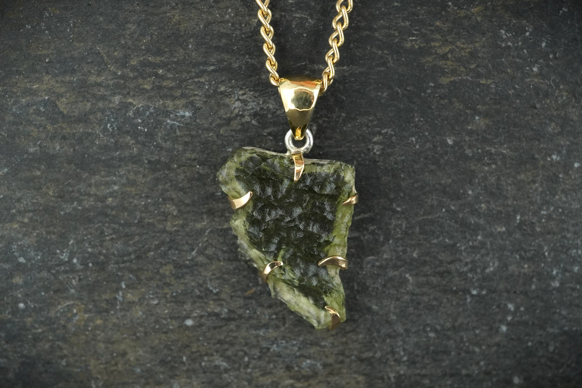 Moldavite Scottish Gold Pendant