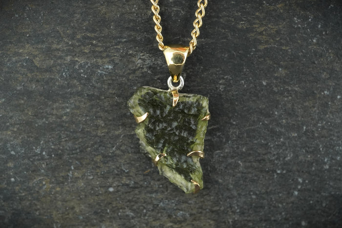 Moldavite Scottish Gold Pendant