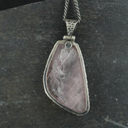 Rose Quartz Hammered Sterling Silver Pendant
