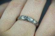 Scottish Sapphire Textured Ring with Sterling Silver & Scottish Gold